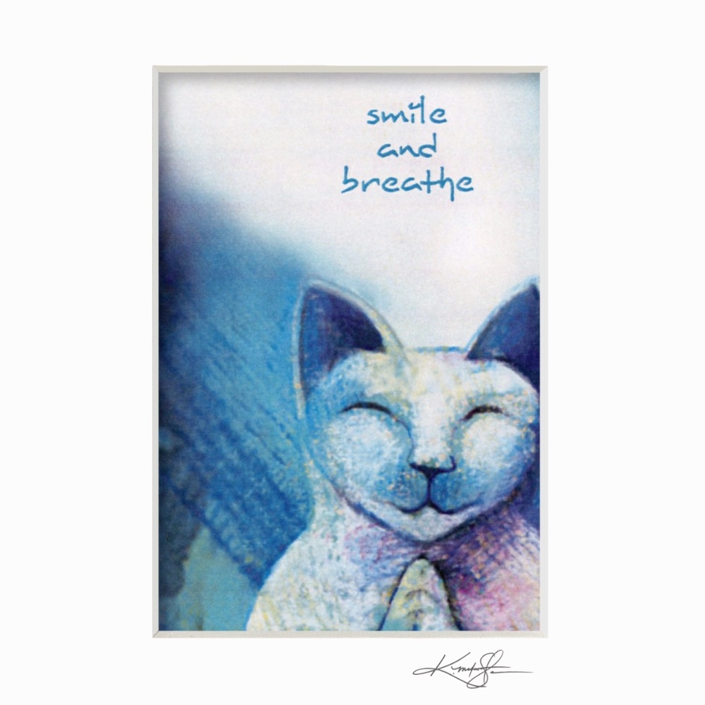 Buddha Cat Print in Mat from original painting by Kathy Morton Stanion - Smile..
